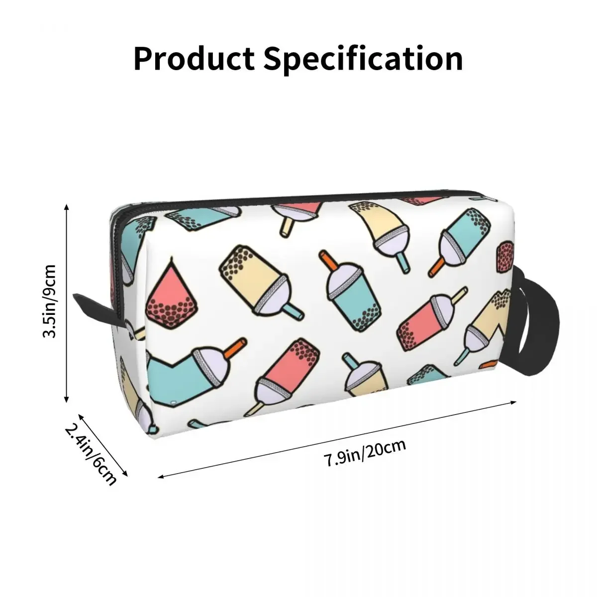 Bubble Tea Pattern Makeup Bag Cosmetic Organizer Storage Dopp Kit Toiletry Cosmetic Bag for Women Beauty Travel Pencil Case