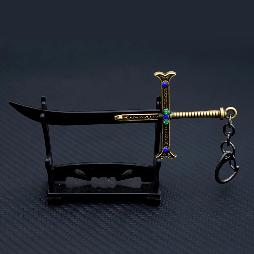 12cm One Hawk Eyes Sword Keychain Dracule Mihawk Black Sword Piece Model OP Anime Peripherals 1/6 Doll Equipment Crafts Gifts