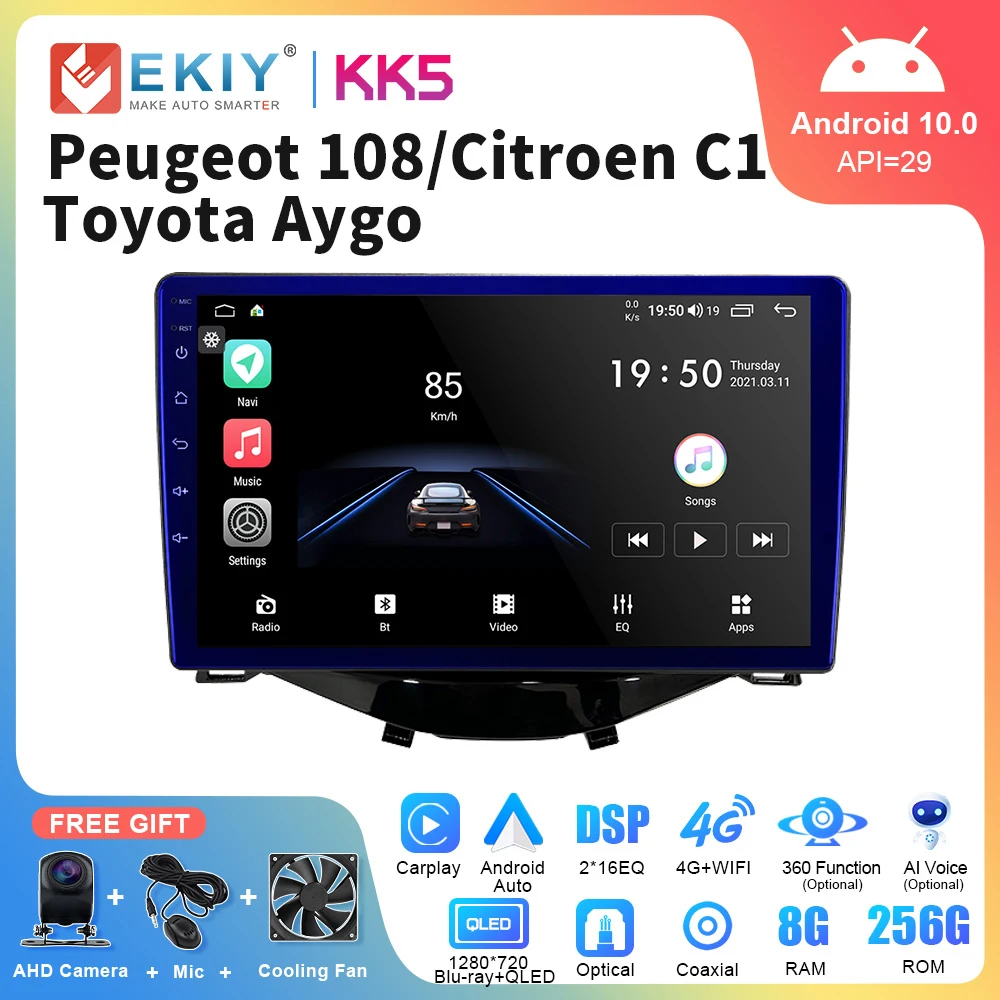 

EKIY KK5 Car Radio 2Din Android Auto For Peugeot 108 /Citroen C1 /Toyota Aygo Multimedia Player Stereo Receiver GPS Navi Carplay