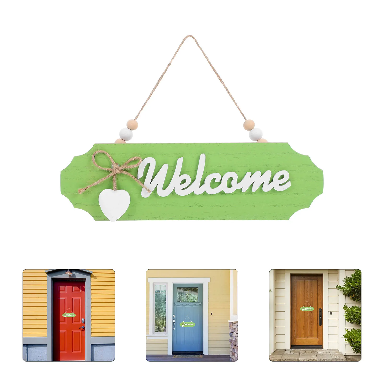 

Wooden Welcome Sign for Front Door Rustic Farmhouse Hanging Plaque Natural Grain Weather Resistant Outdoor Decor Home Entrance