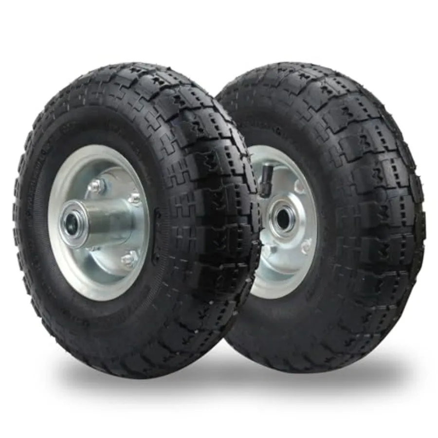 

2 Pack 10 Inch Pneumatic Wheel 4.10 3.504 Tire 10 Pneumatic Wheels with 5 8 Bearings 2.2 Offset Hub for Garden Cart Hand Truck