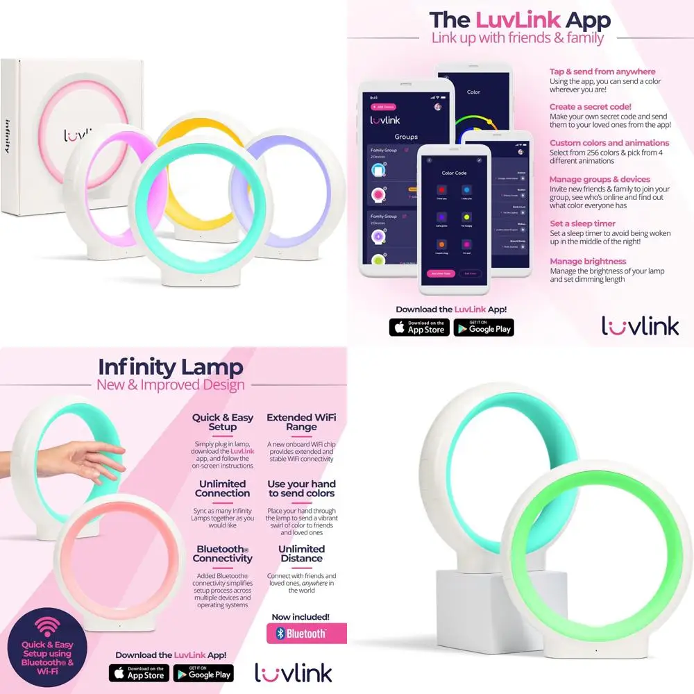 مجموعة مصابيح بلوتوث فريندشيب مكونة من أربعة تصميم حائز على الجائزة، سهلة الإعداد، لون أبيض، مثالية لتعزيز السندات #1