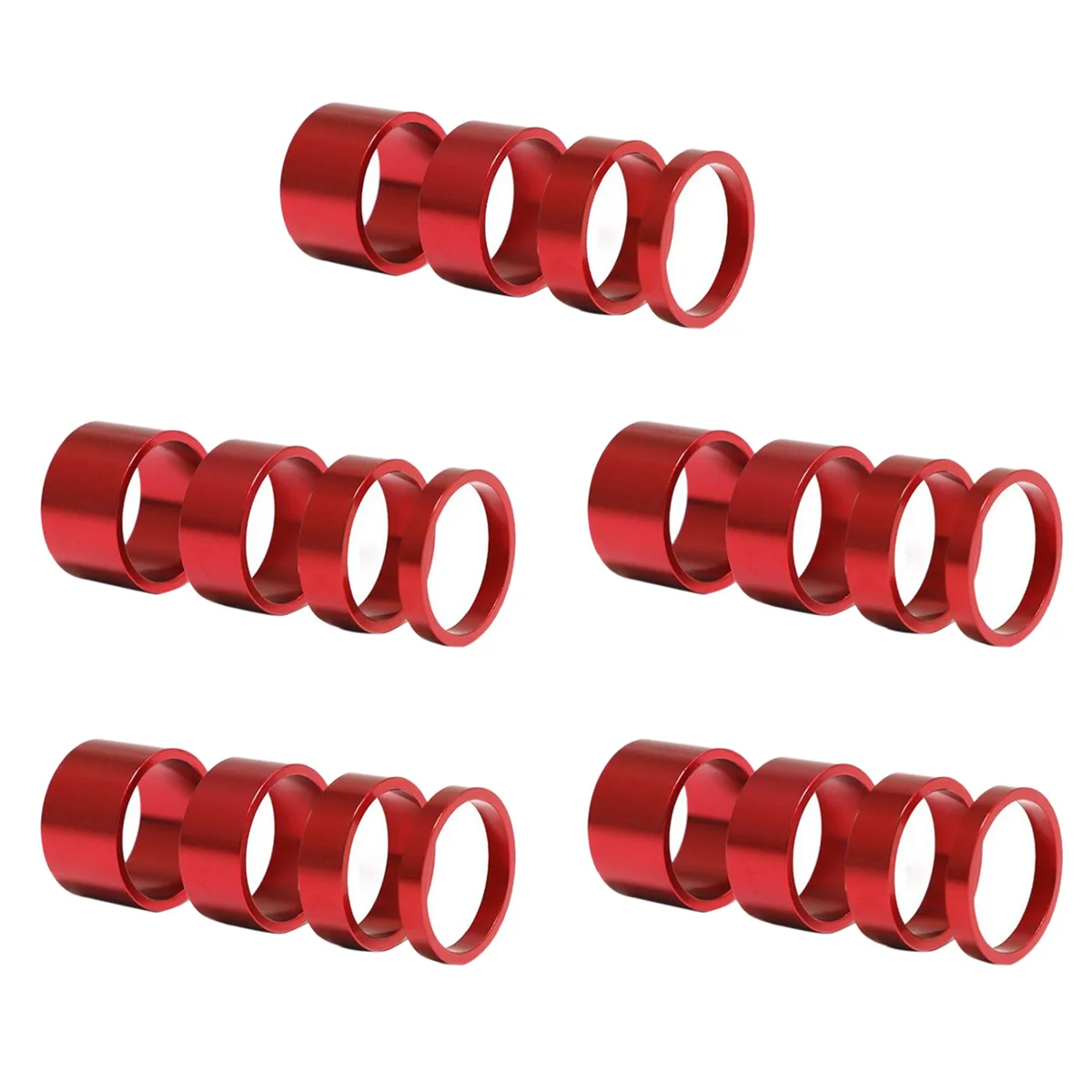 A72Z 20Pcs 5/10/15/20mm Aluminum Alloy Headset Stem Spacer 28.6mm Fork Washer Cap for Road Bike Cycling,Red