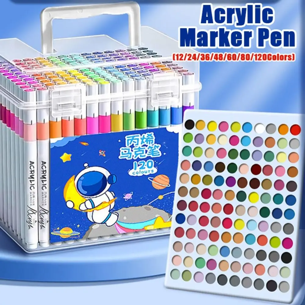 12-120 Colors Washable Acrylic Marker Pen Quick Drying Stackable Color Watercolor Pen DIY Hand Drawing Smooth Writing