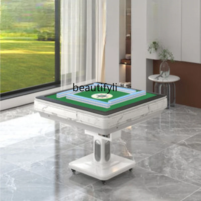 Small Warm Air Blower Manual Folding Automatic High-End Affordable Luxury Household Dining Table Dual-Use Mahjong Table