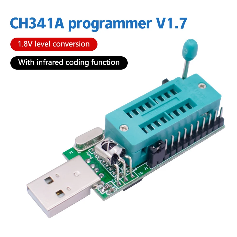 CH341A Programmer V1.7 1.8V Level Shift Module Module Module modul Programmer dengan papan adaptor