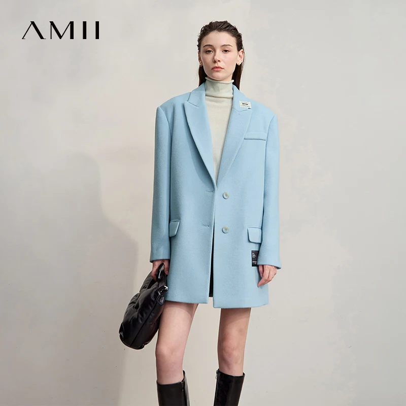 

AMII Women's Jacket 2025 Winter New Commuter Versatile Turn-Down Collar Jacket Women's Loose Long Sleeves Tops Lady 12544046