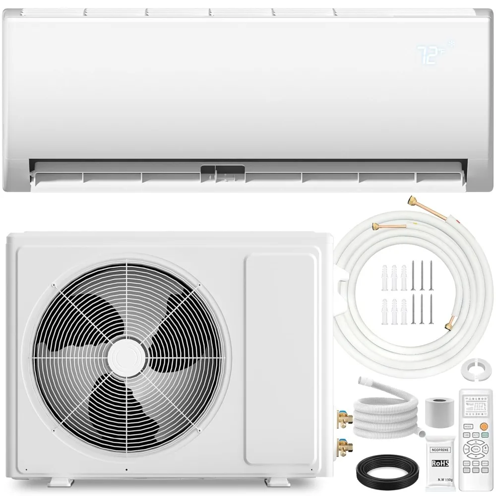12000 BTU Mini Split AC & Heat Pump, 110V/120V Wall Mount Ductless Inverter System, 19 SEER2 Ultra Quiet, Custom