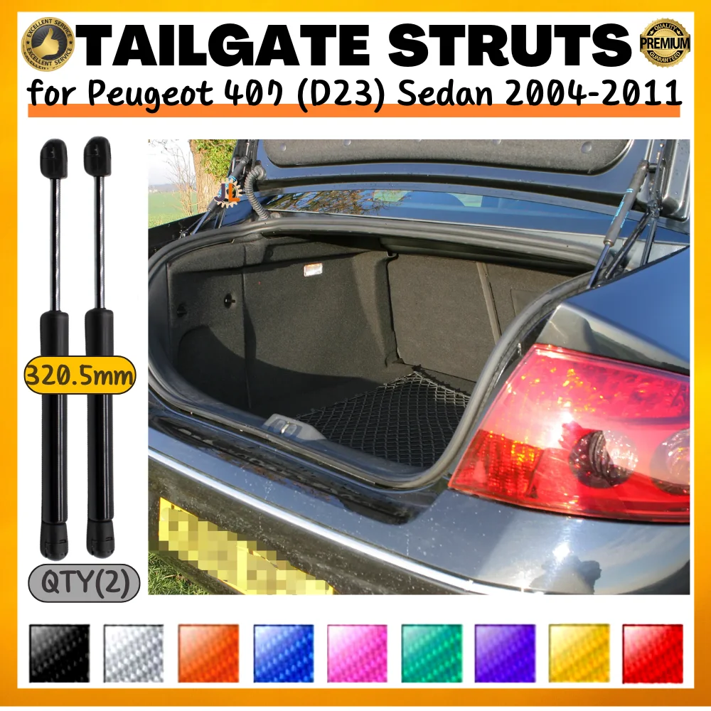 

Qty(2) Trunk Struts for Peugeot 407 (D23) Sedan 2004-2011 320.5MM Rear Tailgate Boot Lift Supports Gas Springs Shock Absorbers
