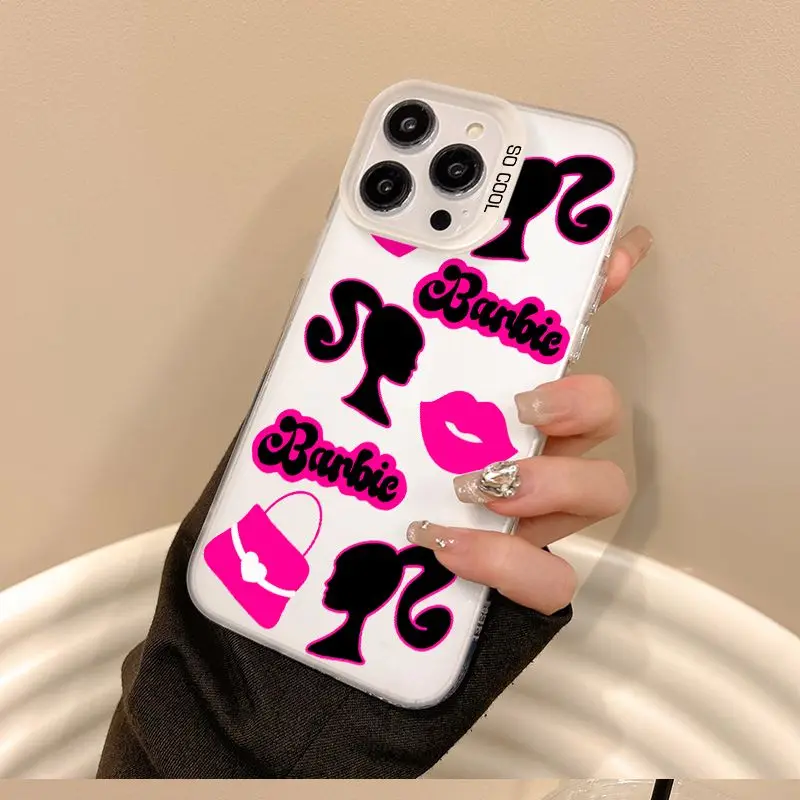 Custodia per telefono Barbie Princess Pink Kiss per iPhone 15 14 13 12 11 Pro Max 7 8Plus XR XS MAX MINI Y2K Girl Cute Anti Fall Back Cover