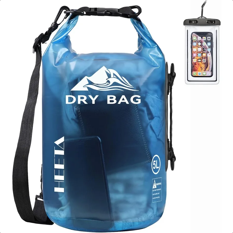 

HEETA Dry Bag Waterproof for Women Men 5L 10L 20L 30L 40L Roll Top Lightweight Dry Storage Bag Backpack with Phone Case for Tra