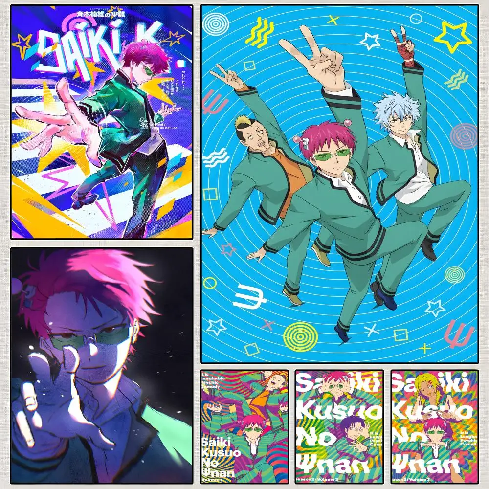 Anime The Disastrous Life Of Saiki K Poster PP Wall Art Print Removable Water-Resistant Home Decor for Bedroom Apartment Gift