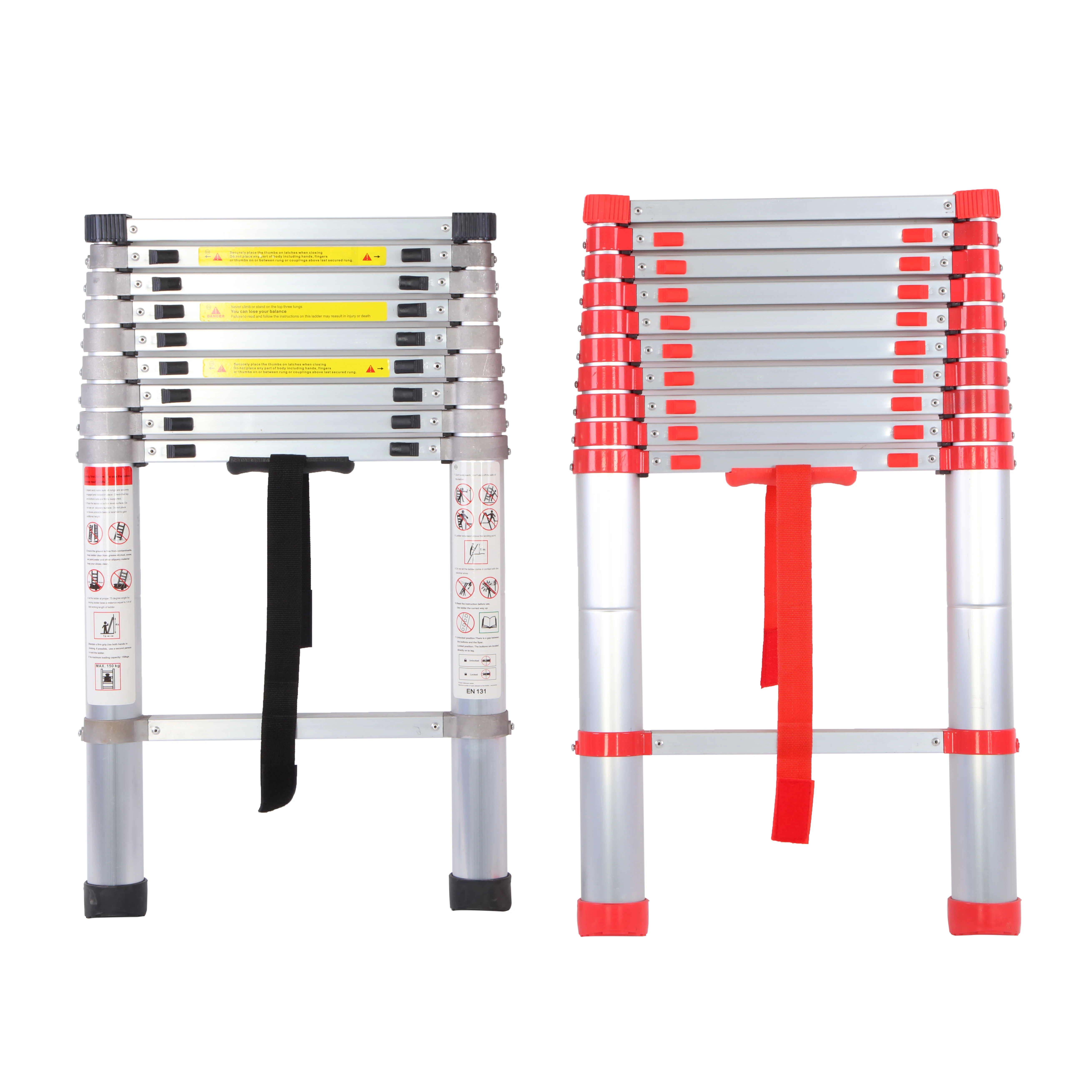 

EN131 Certified All Aluminum Telescopic Ladder Multi Sizes 2M-5.2M Durable Foldable Climbing Ladder