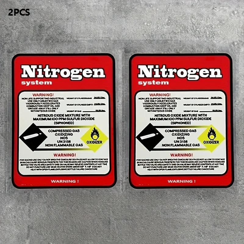 2pcs Nitrogen NOS Sticker Car Emblem NOS Bottle Vinyl Decal Badge Accessories For Motobike Car Bike Truck