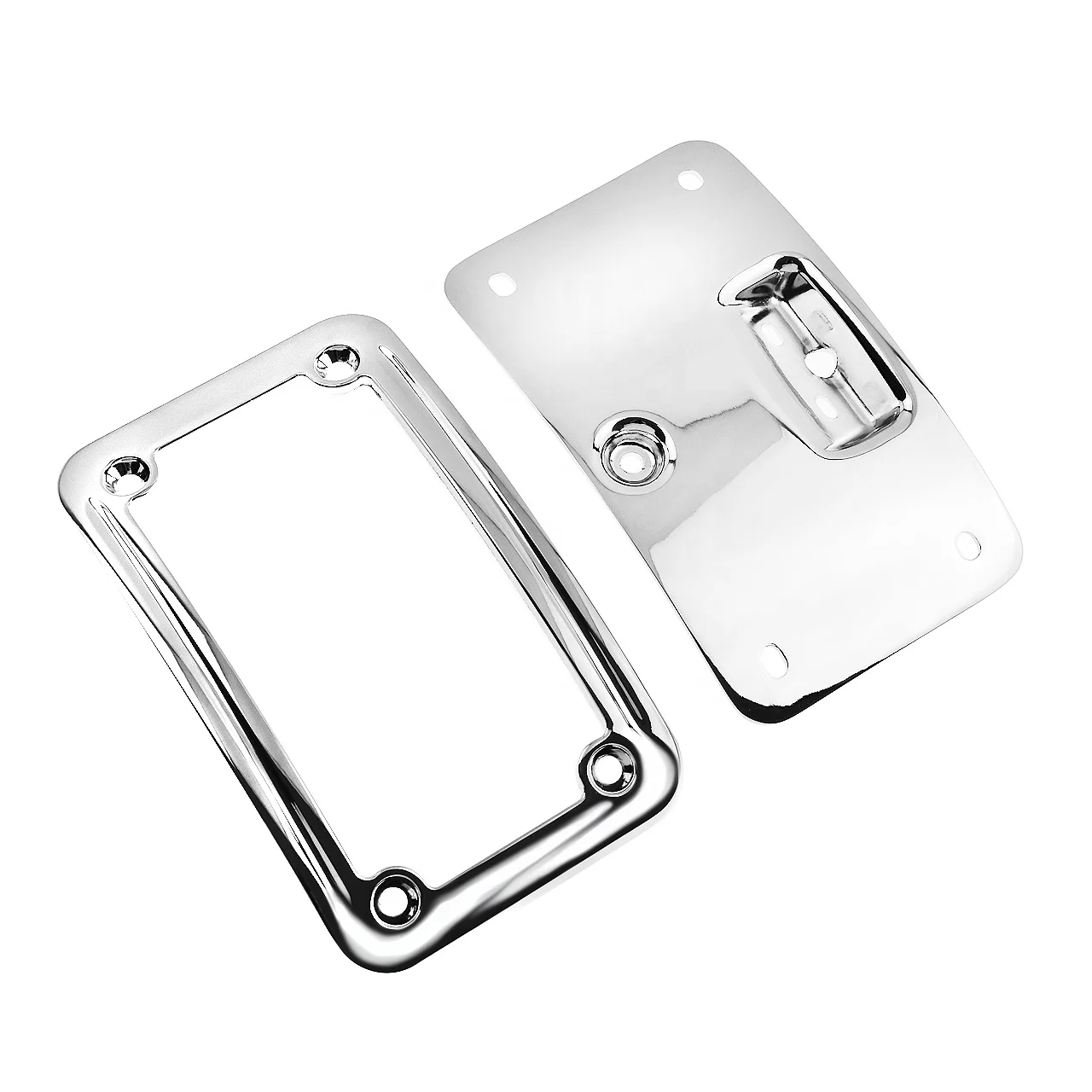 Motorcycle License Plate Frame Kit Fit for FLSTSC 2005-2007 FLSTN 2005-2014 Billet Aluminum Chrome Curved