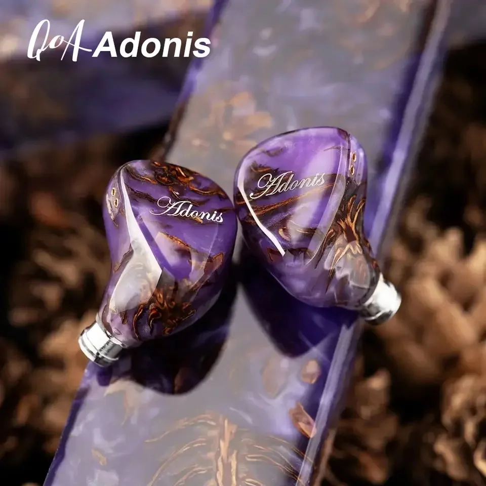 QoA Adonis 2 New 1DD+2BA Hybrid In Ear Earphones Pinecone Resin Shell IEMs 3.5+4.4mm Plug 0.78 2pin Cable