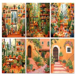 GATYZTORY Diy Frame Painting By Numbers Handmade Picture Drawing By Numbers Green Plant Scenery Canvas Painting Home Decors
