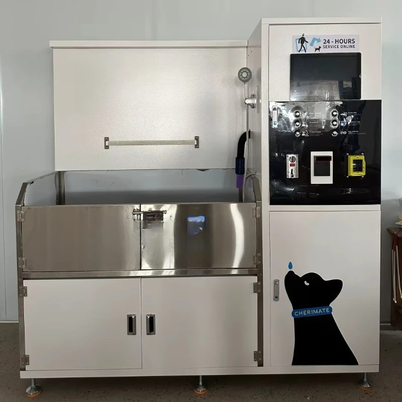 Self-service pet washer with push-button operation and payment function, coin/card/cash can be used, push-button operation