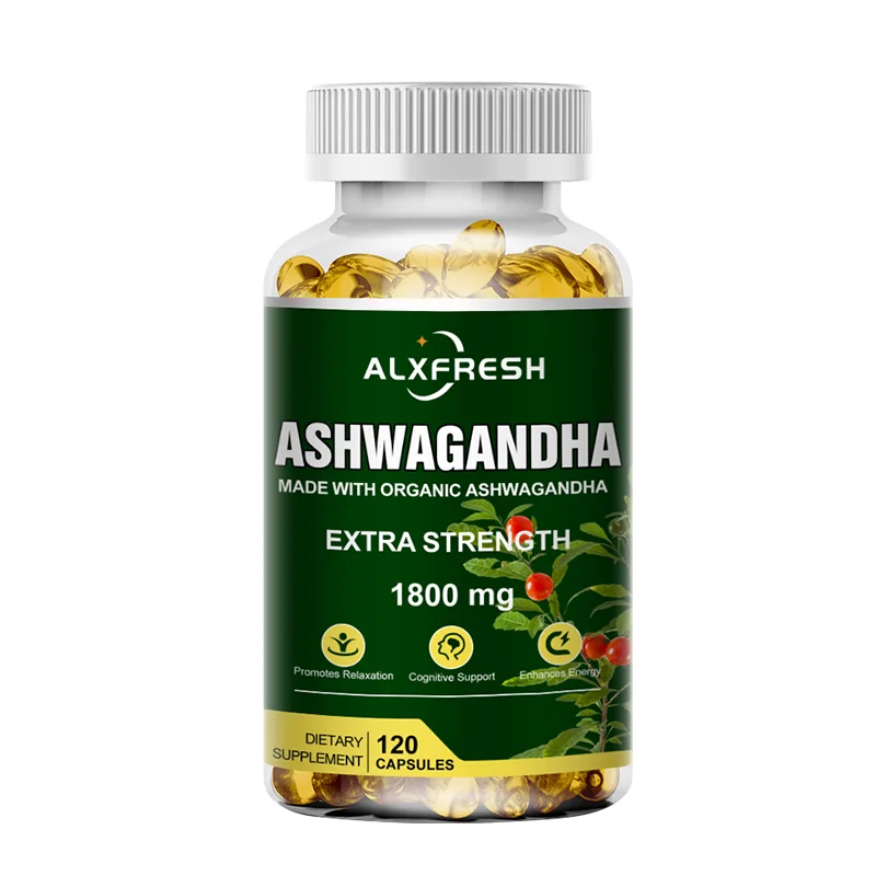 

Organic Ashwagandha Root Extract Capsule 1800mg With Black pepper extract Natural Sugar Free Dairy Free Gluten Free GMO Free