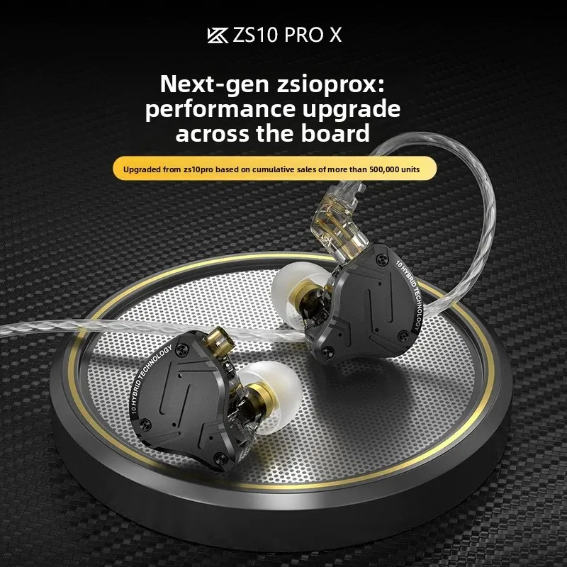 KZ ZS10 PRO X Wired IEM Earphones 10 Unit Hybrid Driver 0.78mm 2 Pin Detachable Cable HiFi Music Gaming AudiophileBest Xmas Gift