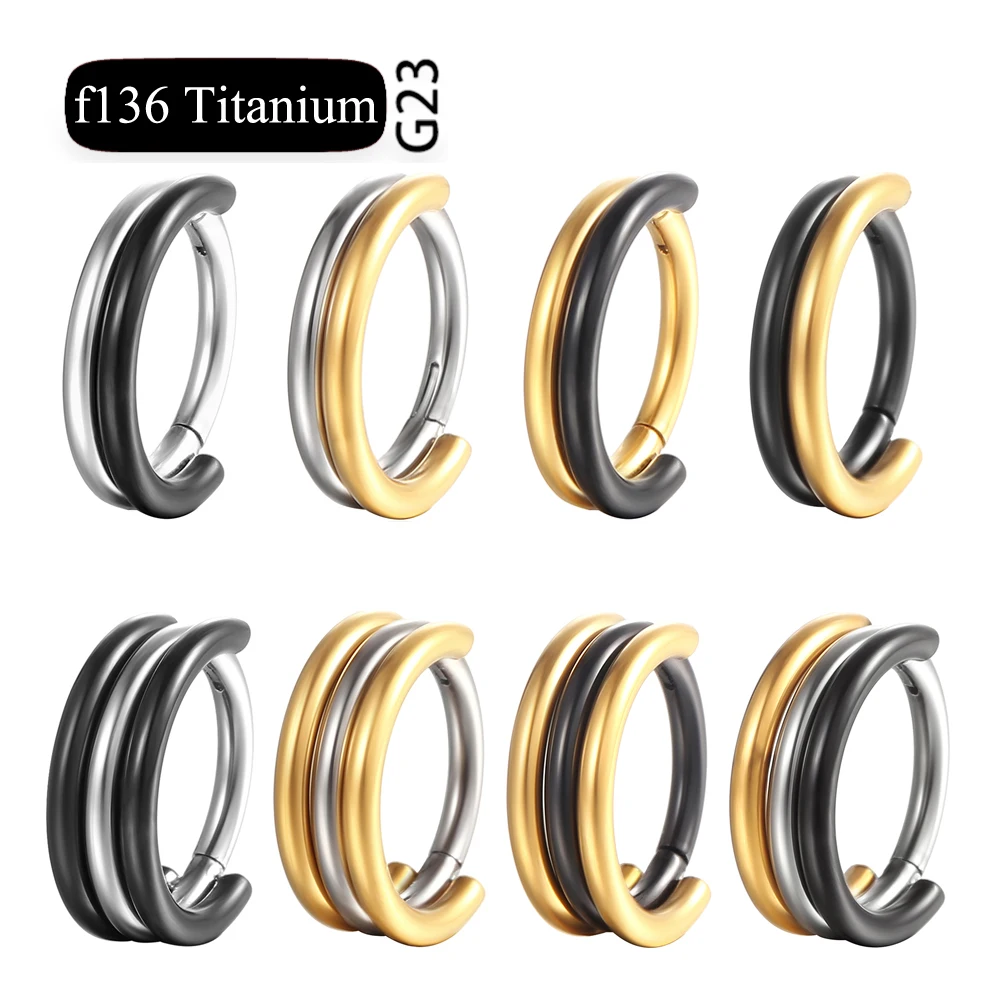 ASTM F136 Titanium Nose Piercing Ring 16G CZ Hinged Septum Clicker Segment Ear Cartilage Tragus Helix Lip Ring Piercing Jewelry