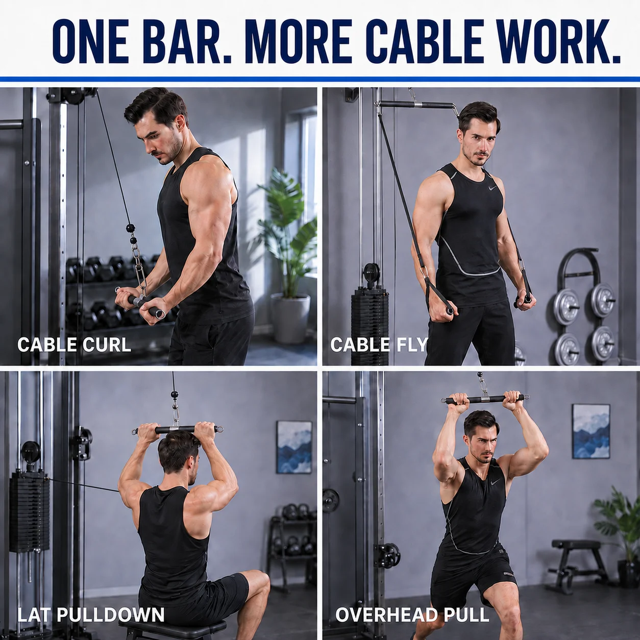 Cable Machine Attachment 56cm - Home Gym Lat Pulldown ulasan dan harga