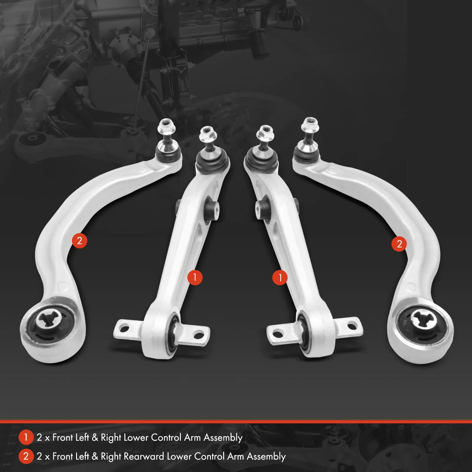 4Pcs Front Control Arm & Ball Joint Assembly for Tesla Y 2020-2023 Sport Utility 118834100C, 104435400A, 104435100C
