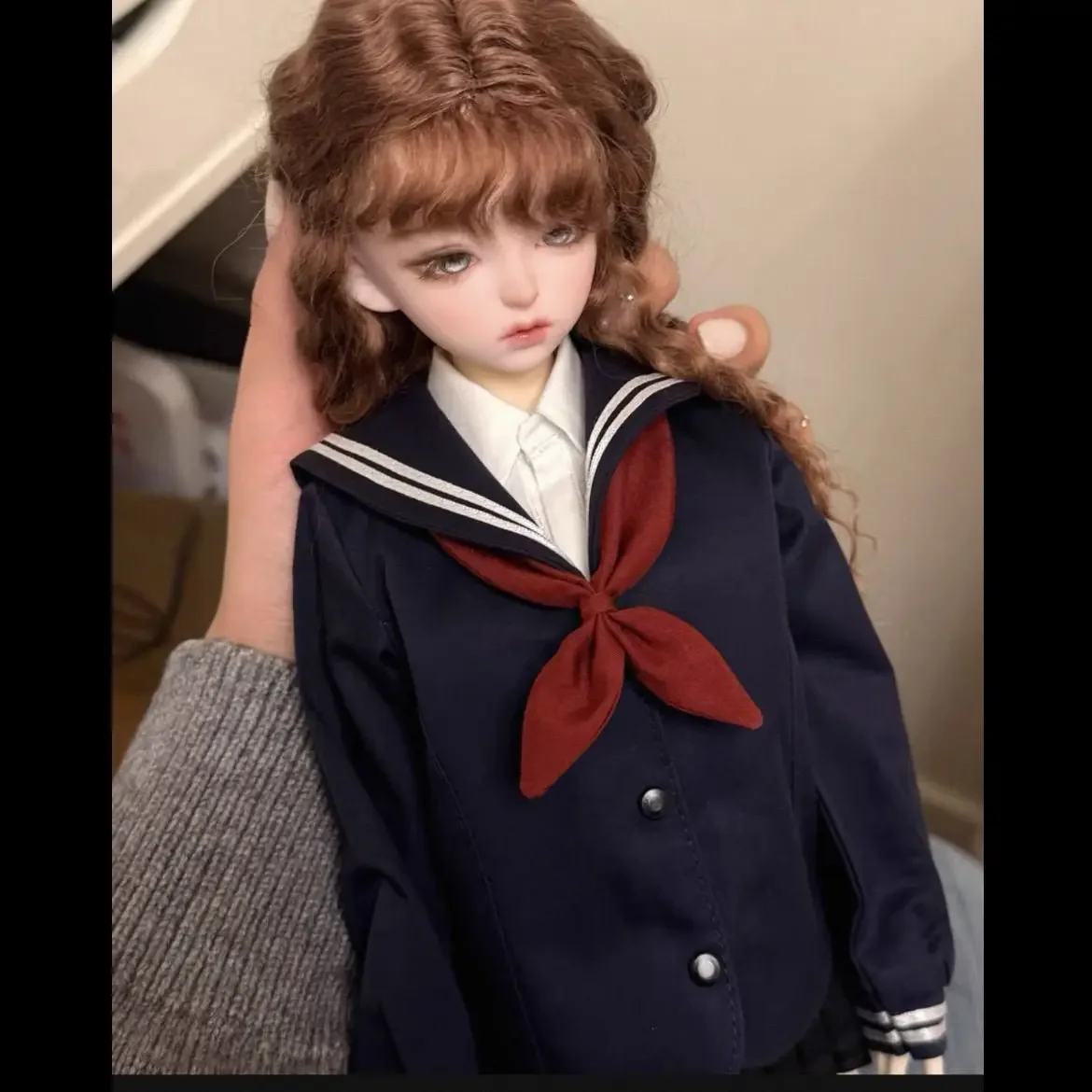 

Fashion 1/4 Doll's Clothes Suit for 45cm Bjd Doll Sailor Collar Set Girl Toys Dress Up Play House Gift Doll Accessories, No Doll