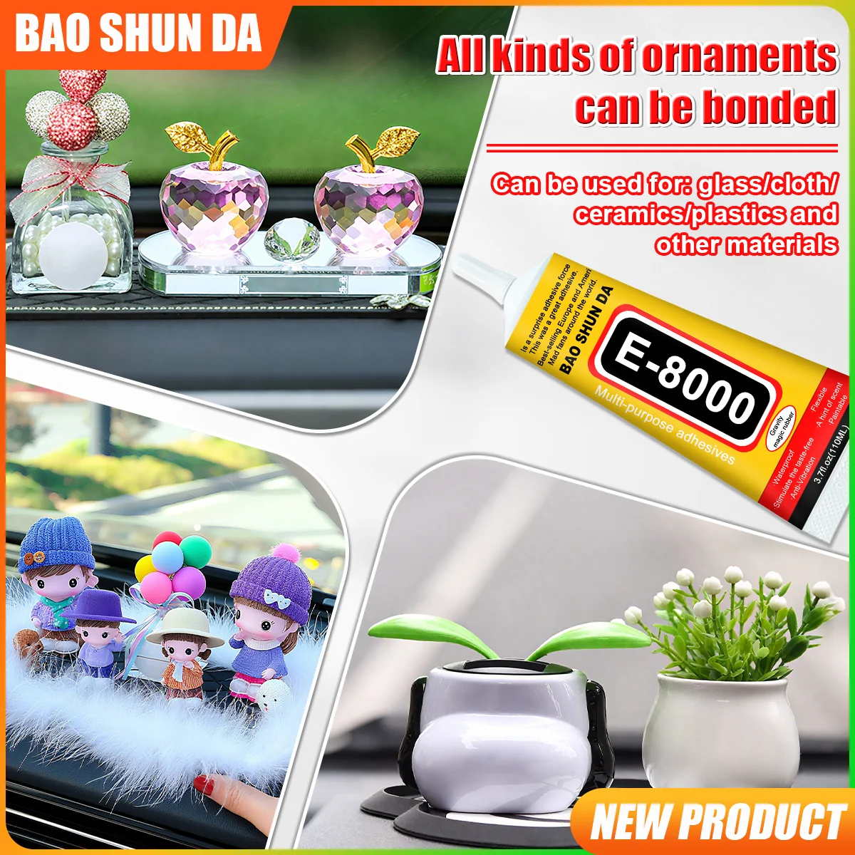 ملصق إصلاح السيارات E8000 شفاف وغير ملحوم، متوافق مع مواد مختلفة مناسب لصق الزجاج، مانع التسرب الداخلي والسيارات البلاستيكي 50 مل 1-3 قطع #5