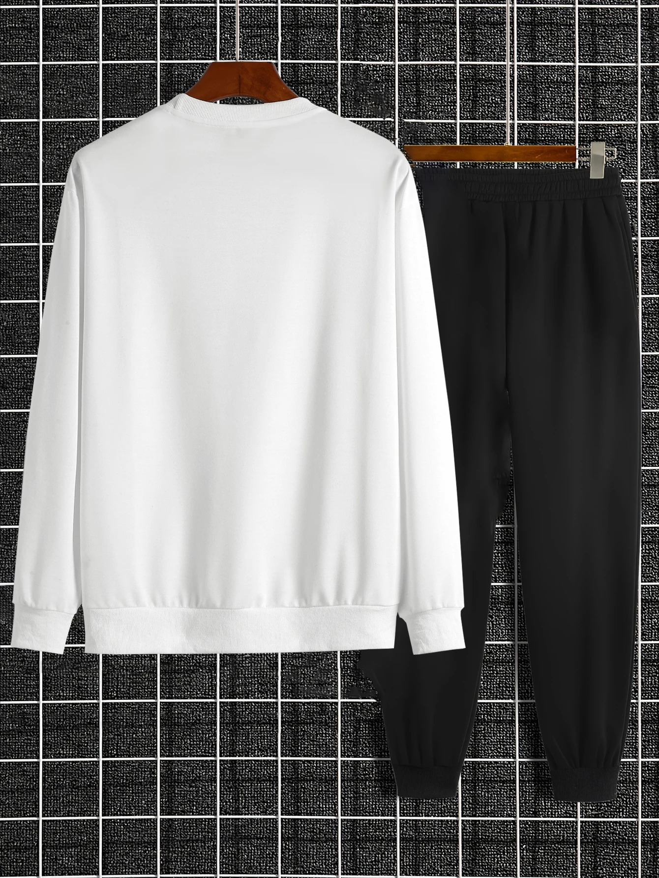 Trendy Men New Sweatshirt Sweatpants Set Autumn and Winter Loose Casual Printed Fit Hundred Long Sleeve Sweatshirt Set