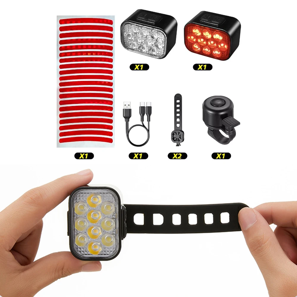 

LED Bike Handlebar Flashlight USB Rechargeable High Brightness Bike Headlight Waterproof Bike Tail Light Cycling Tail Lamp