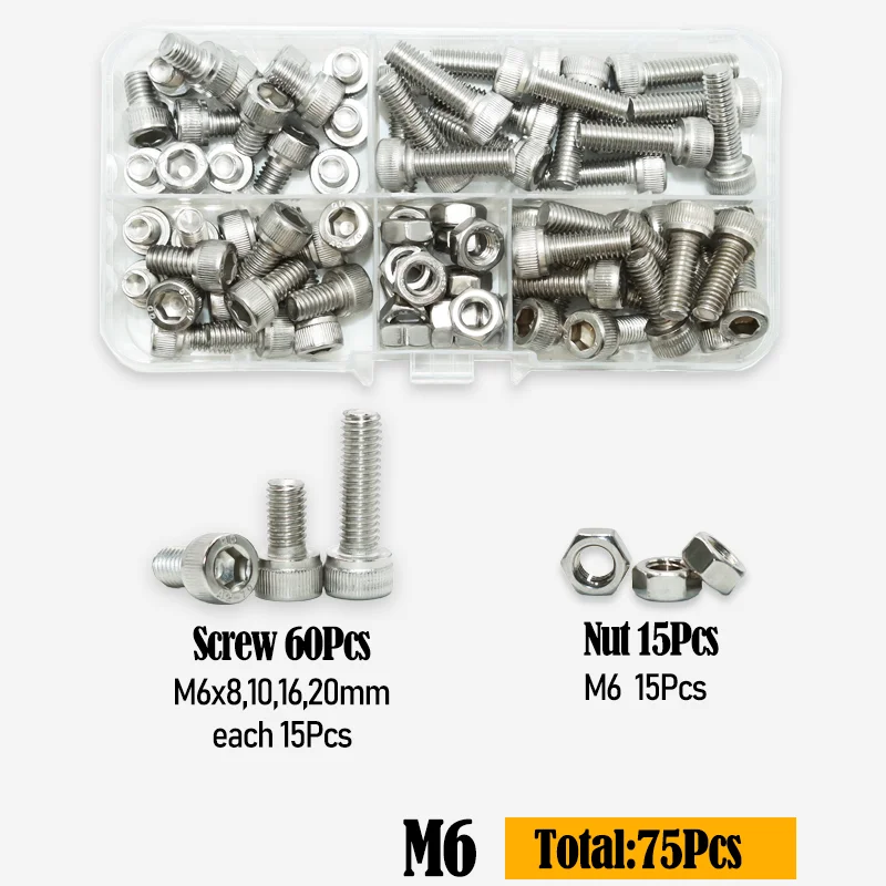 Innen sechs kant schrauben Schrauben Muttern Kit m2, 5 m3 m4 m5 m6 m8 Inbus antrieb din912 2,5 Edelstahl metrische Sechs kant schraube mit Mutter – Detail 5