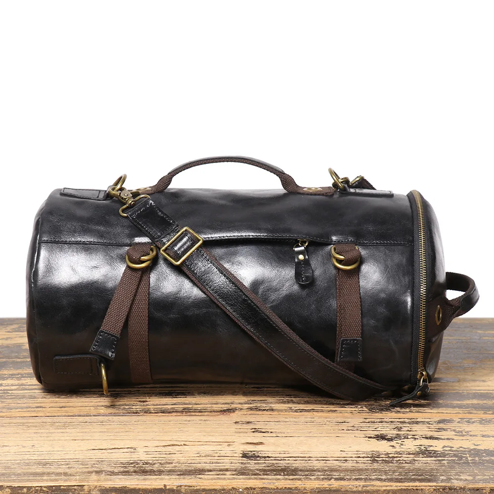 Vintage Leather Gym and Travel Duffel Bag for Men