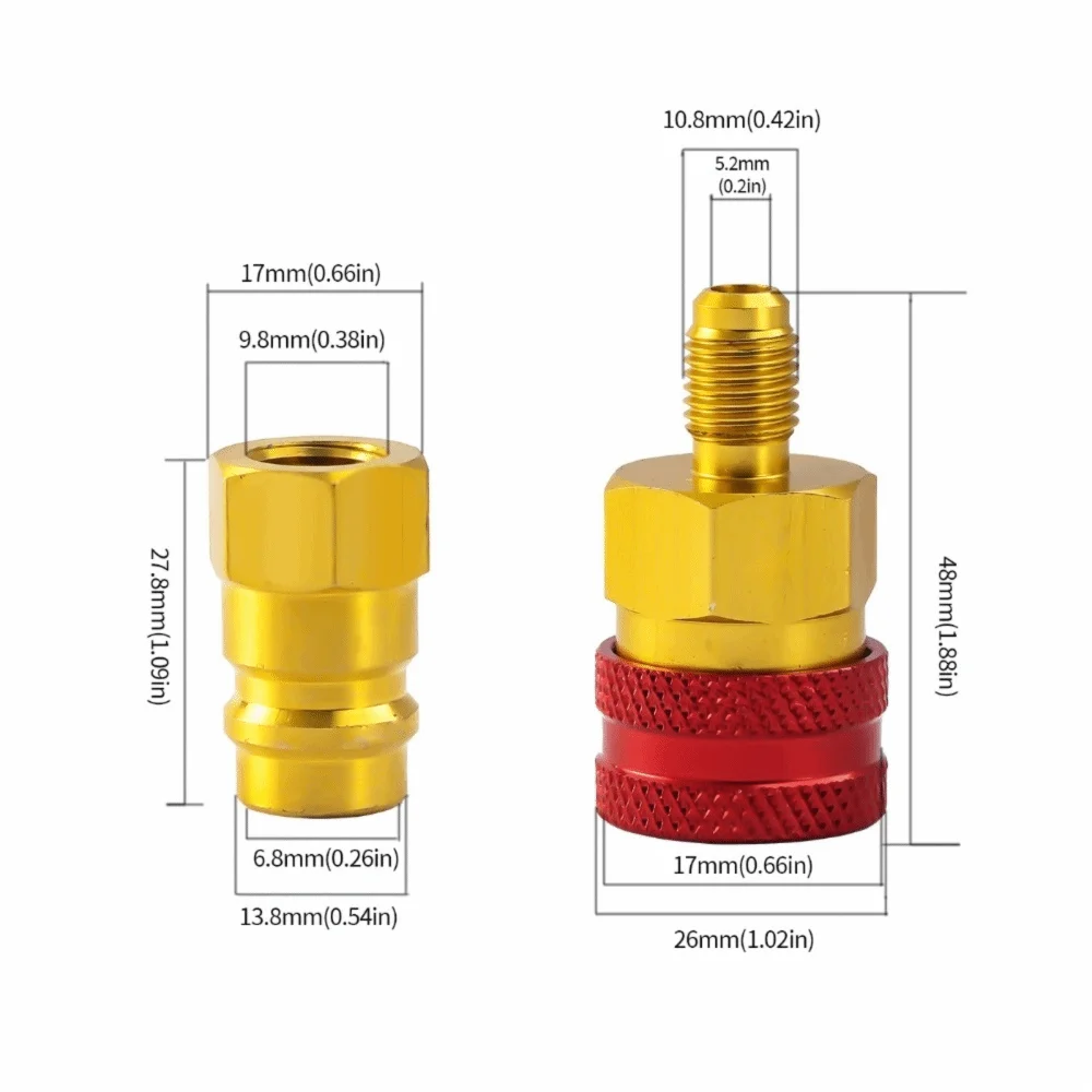 

Zinc Alloy Quick Couplers Kit High Pressure Fluorine Adapter R1234YF Quick Couplers Kit Low Pressure Quick Connect