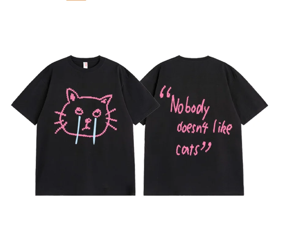 

2025 Summer New Unisex Short-Sleeved T-Shirt Creative Funny Cat Print T-Shirt Casual Clothing Couple Clothing