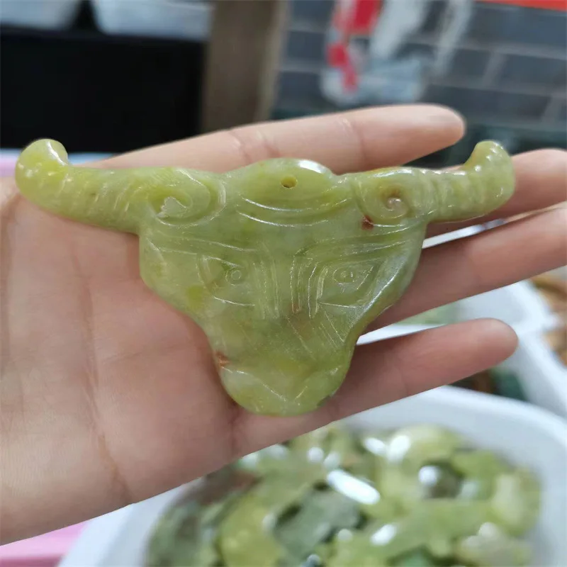 Supply Antique Miscellaneous Antique Old Crafts Xiuyan Jade Jade Dragon Playing Beads Zodiac Ox Head Ancient Style Ornaments Who