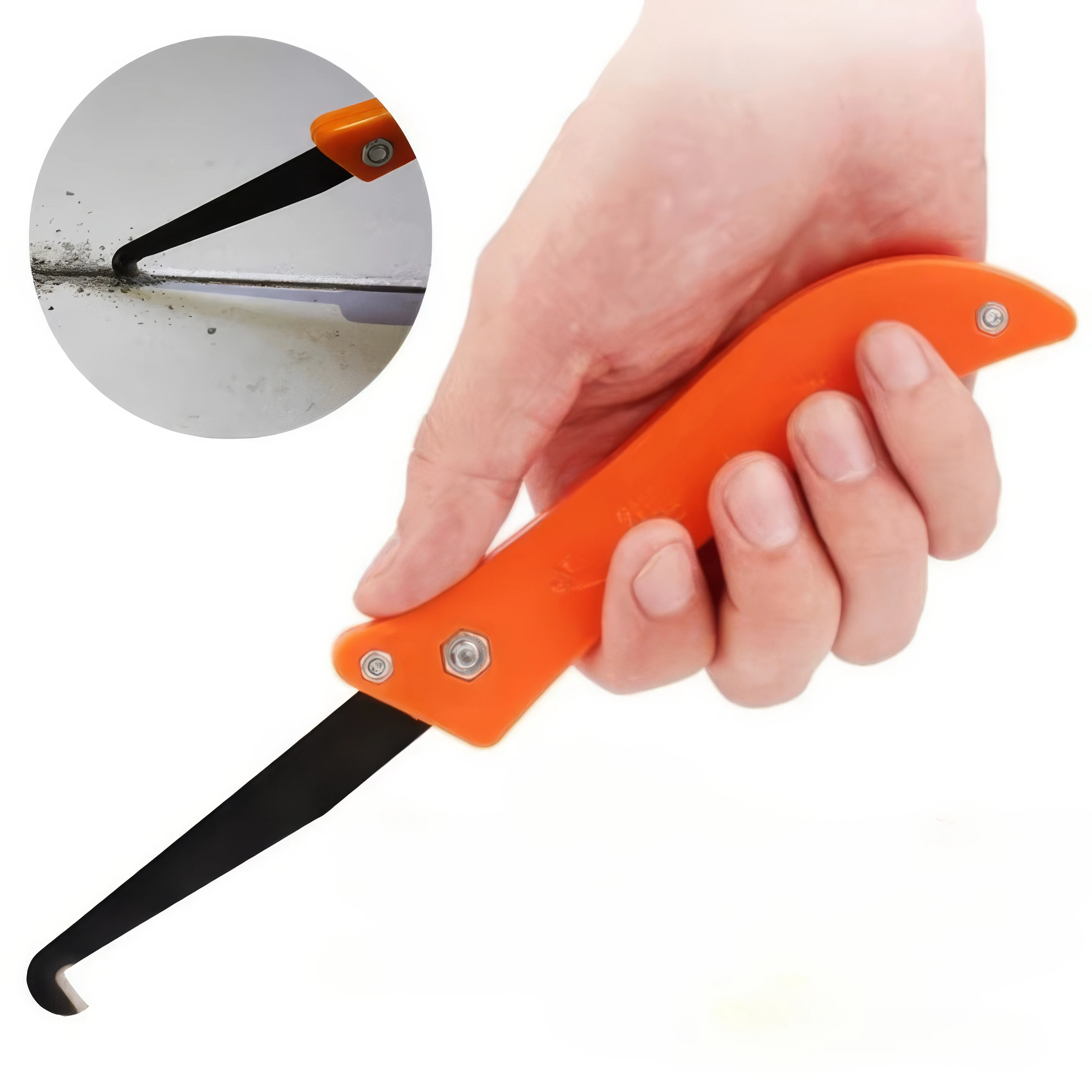 1 Piece Folding Hook Knife Orange, Tile Gap Cleaning Tool, Suitable for Kitchen, Bathroom, Bedroom Tiles - Detail 1