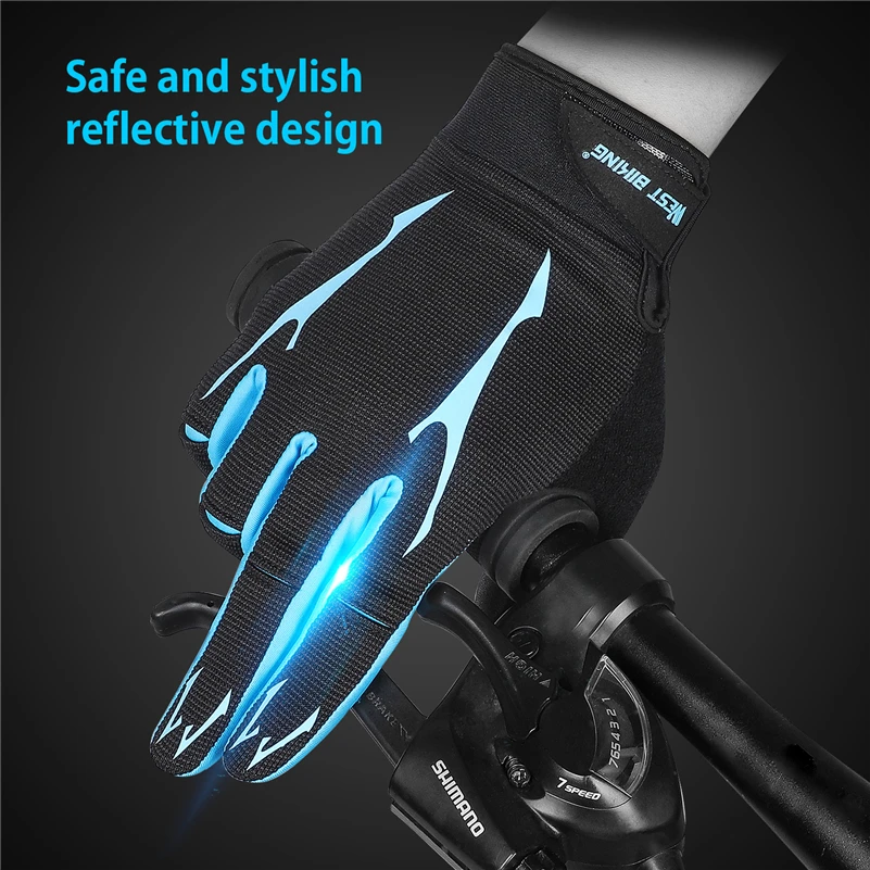 WEST BIKING Breathable Cycling Gloves GEL Silicone Liquid Palm Non-slip Sports Full Finger MTB Enduro Touch Screen Gloves Summer