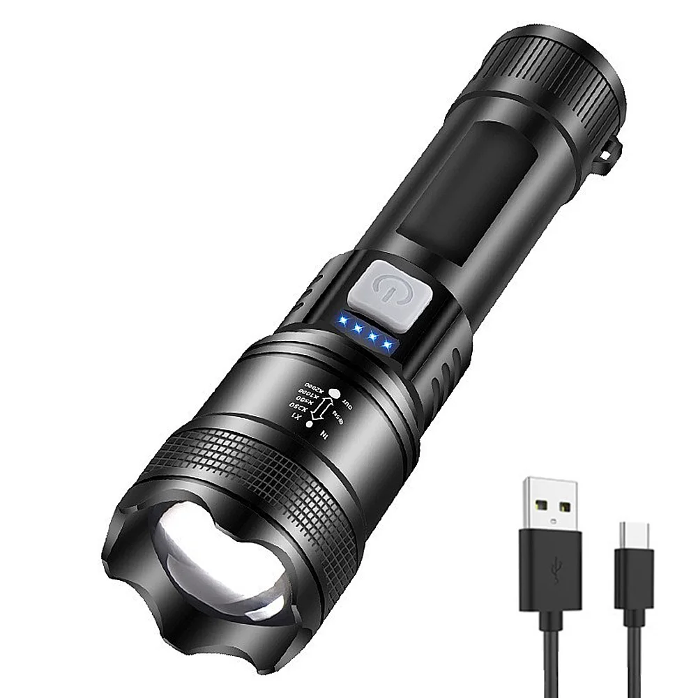 XHP50 ハンドヘルド LED 懐中電灯 USB 充電強力な LED 懐中電灯パワーディスプレイ超高輝度懐中電灯 300LM 停電用