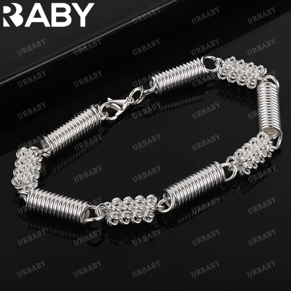 

URBABY 925 Sterling Silver Spring Bracelets For Women Wedding Party Anniversary Gift Fashion Fine Jewelry