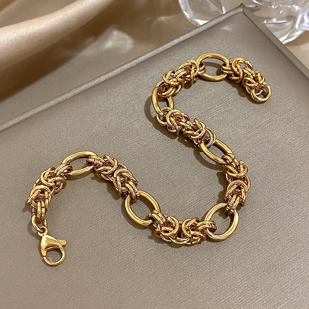 Greatera Bangle Gold Color Twist Knot Personalized Chain Diy Handmade Bracelet Accessories Stainless Steel Jewelry For Women