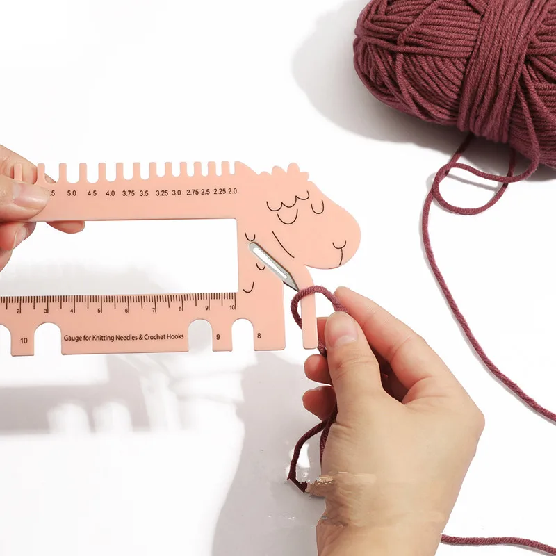 DIY Sheep Shape Sewing Knitting Needles Gauge Size Guide Crochet Hook Ruler Measure Gauge Tool Accessory