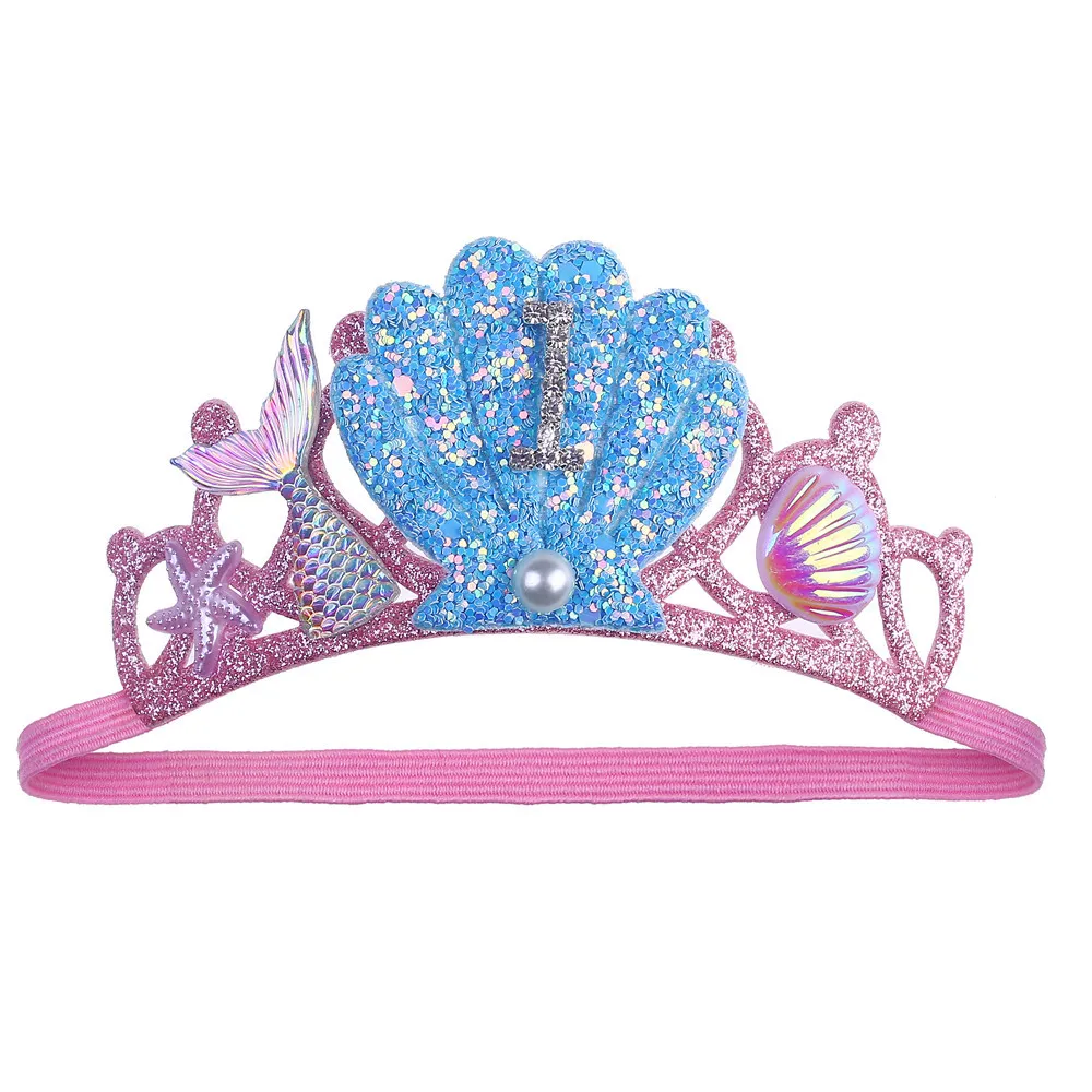 Little Mermaid Party Girl Crown Headband Mermaid Tail Headband Girls Princess Birthday Party Headwear Accessories Headband Gift