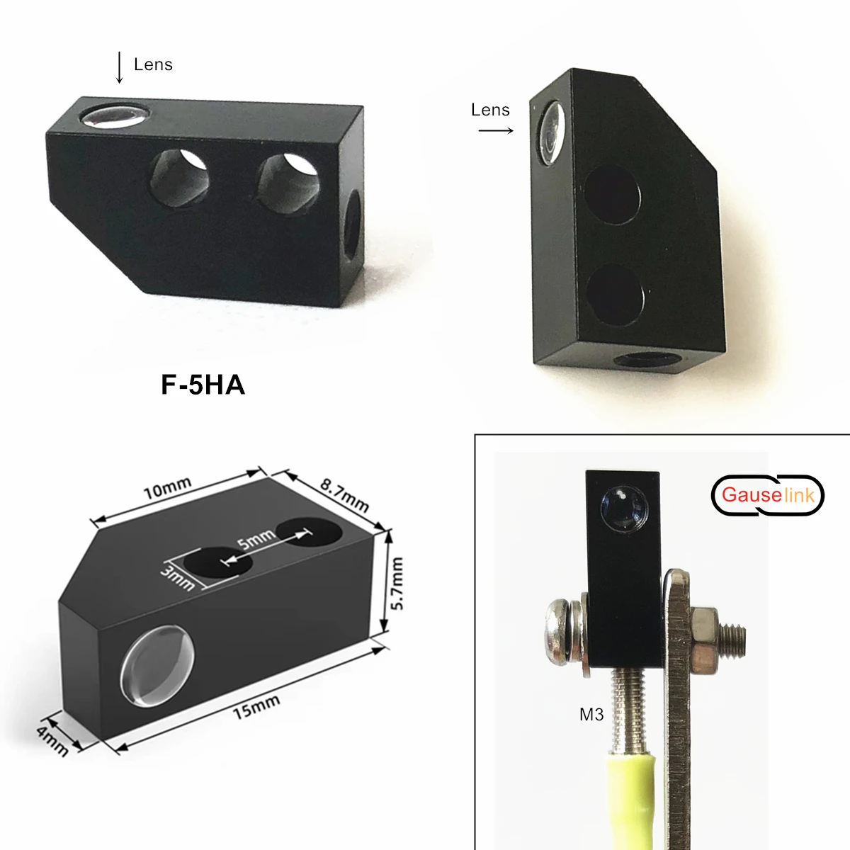 Optischer Fasersensor, Fokuslinse, Spiegel, optisch, M3, M4, M6, für diffuse reflektierende Durchgangsstrahl-Lichtschranke, Gauselink – Detail 31