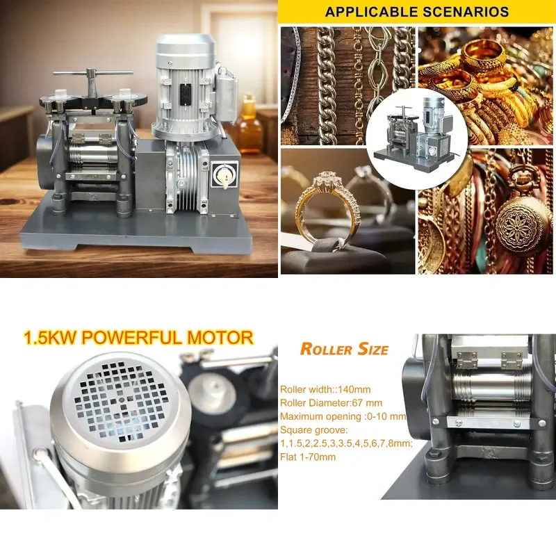 for Jinwei 1.5kW Jewelry Press Combination Roll Mill Jewelry Making Tools Equipment