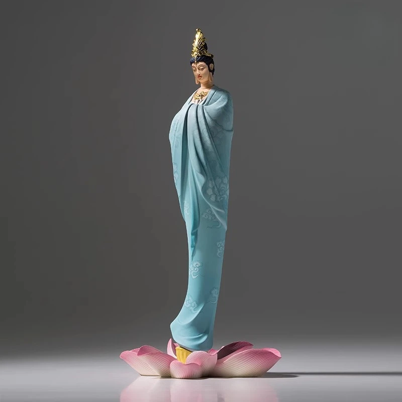 YunYing Copper Guanyin Statue Elegant Home Decor Miniature Art Piece for Living Room Desktop