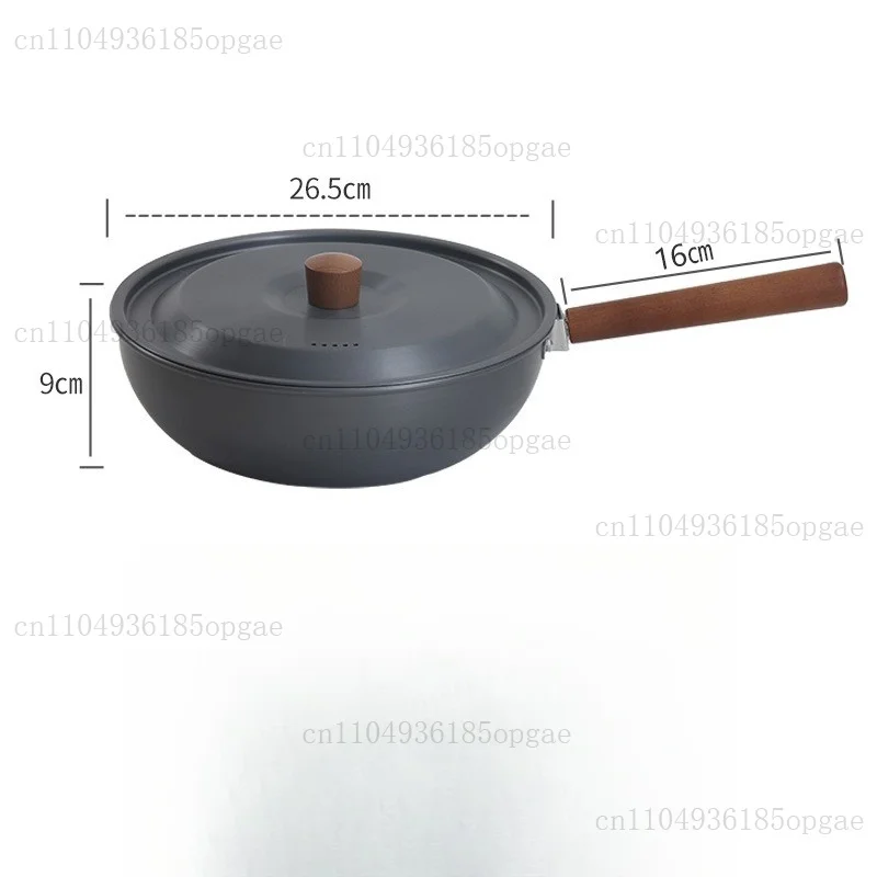 Frying Pan With Wood Handle Storage Bag For Camping Hiking Picnic Cookware Portable Wok Lightweight Non-stick Frying Pan