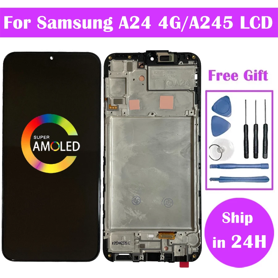 OLED For Samsung A24 A245 LCD Display Touch Screen Digitizer For Samsung A24 4G A245F A245M A245N Display Frame