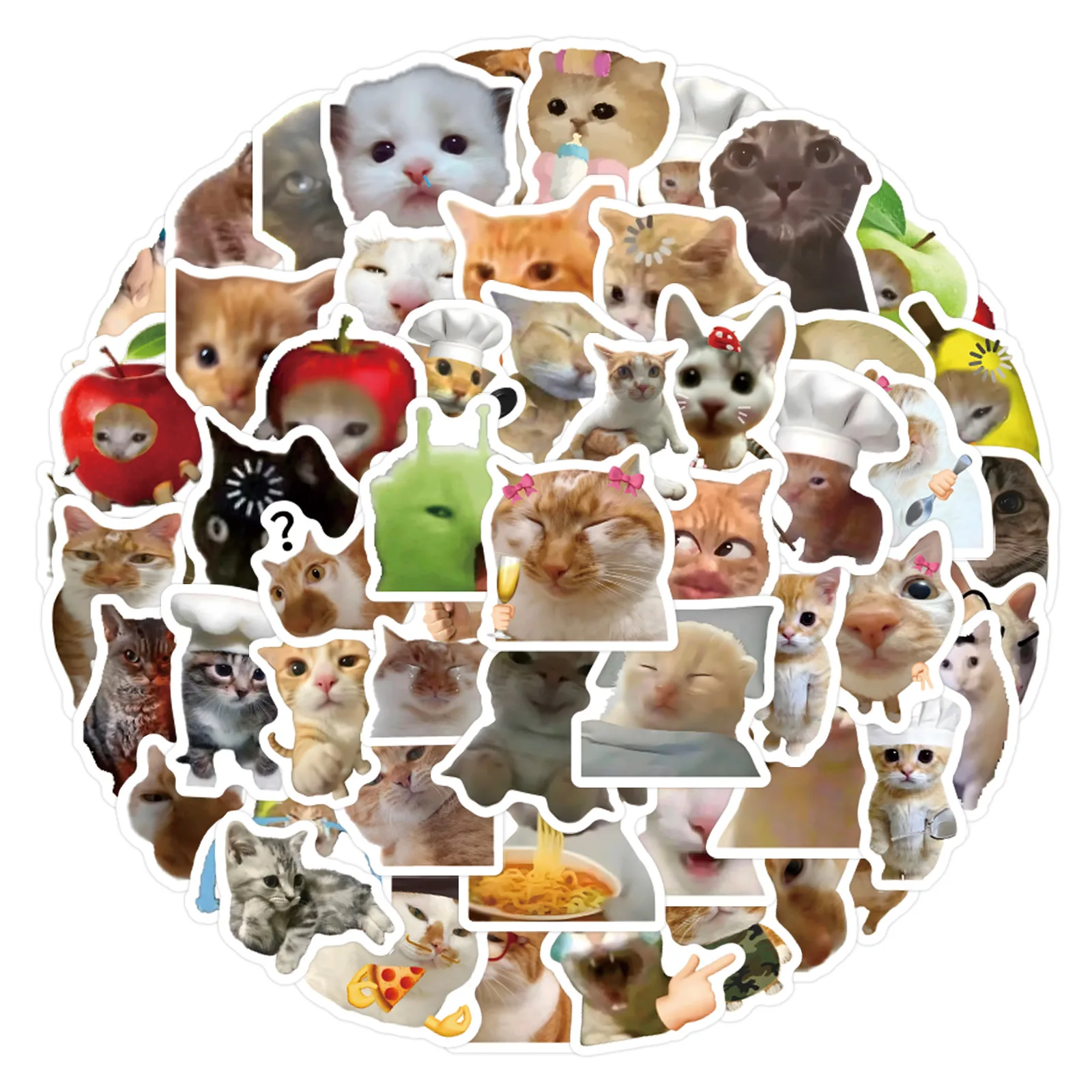 100PCS Cat Meme Stickers Graffiti Stickers DIY Diary Phone Case Handmade Scrapbook Aesthetic Stickers
