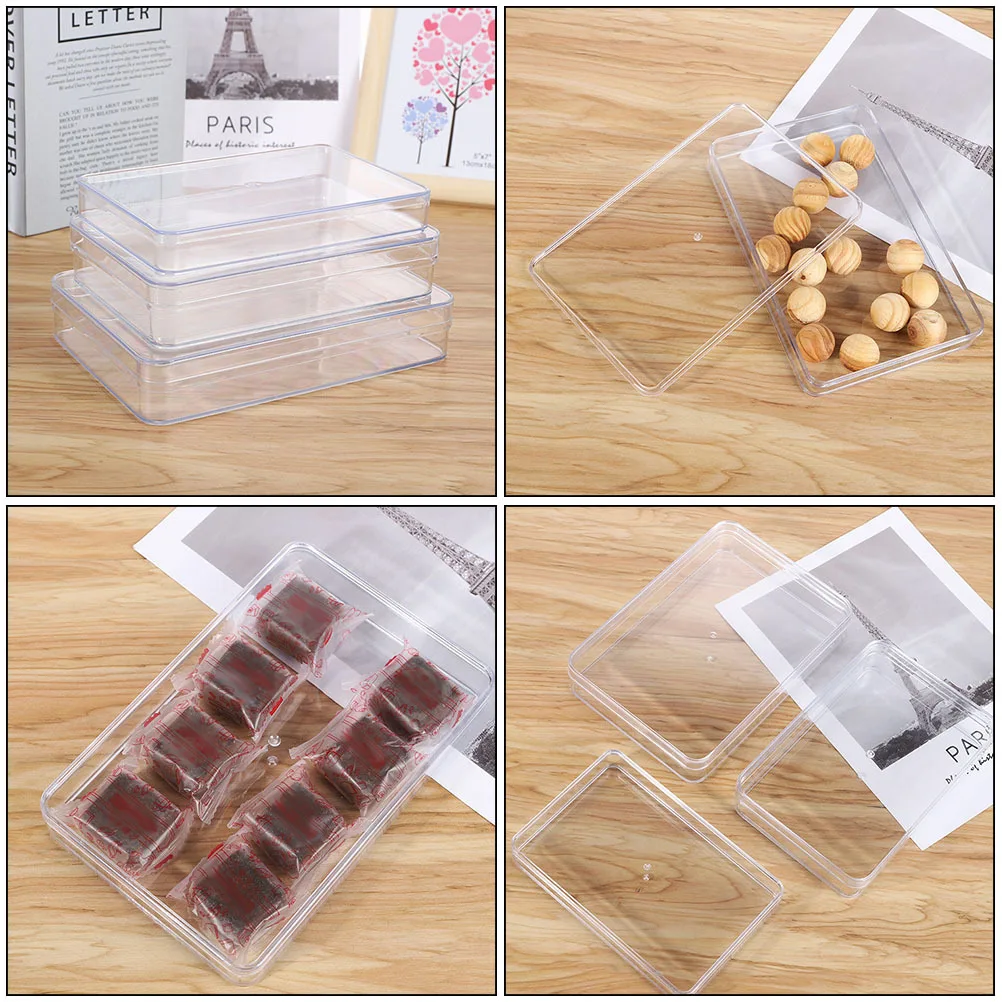 

3Pcs Food Box Simple Design Full Seal for to-Go Orders Parties Package Dried Fruit Nuts Storage Transparent Plastic Storage Box
